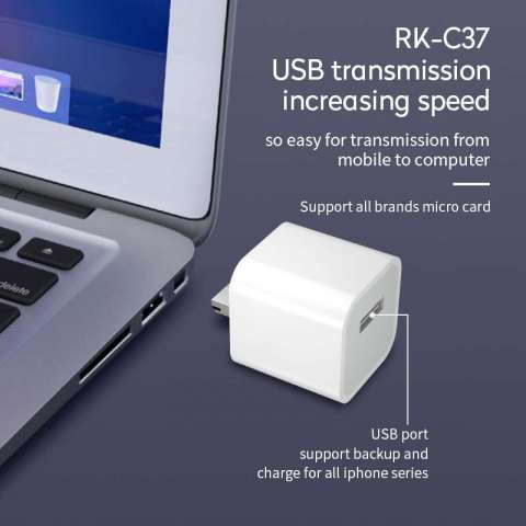 RK-C37 Lazy Automatic Backup Cube Charger head adapter for iphone ipad, auto backup your photos, video, contacts